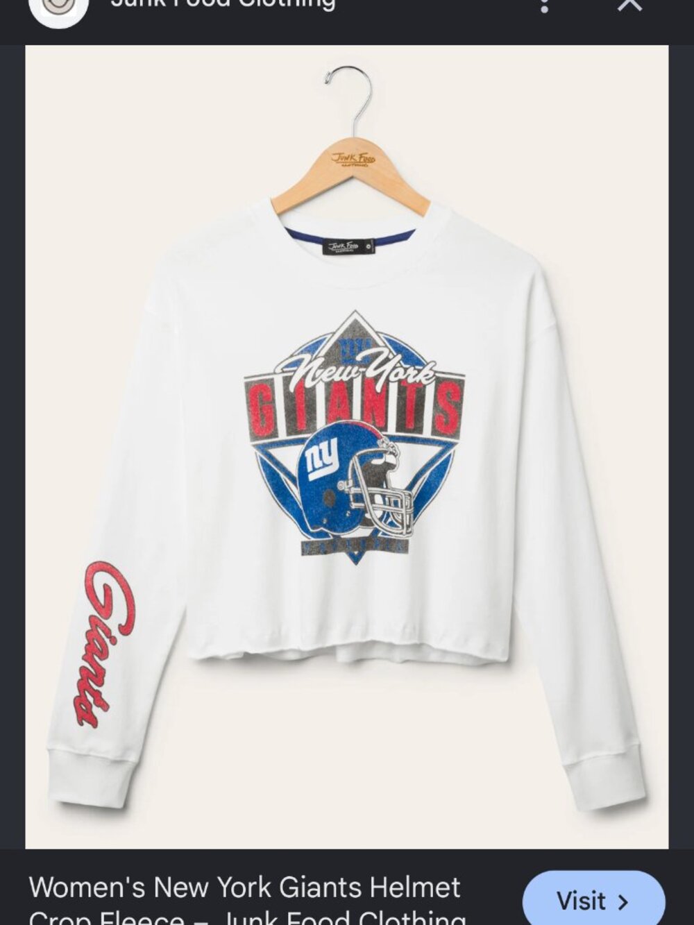 nwt FREE PEOPLE JUNK FOOD new york giants crewneck sweatshirt s